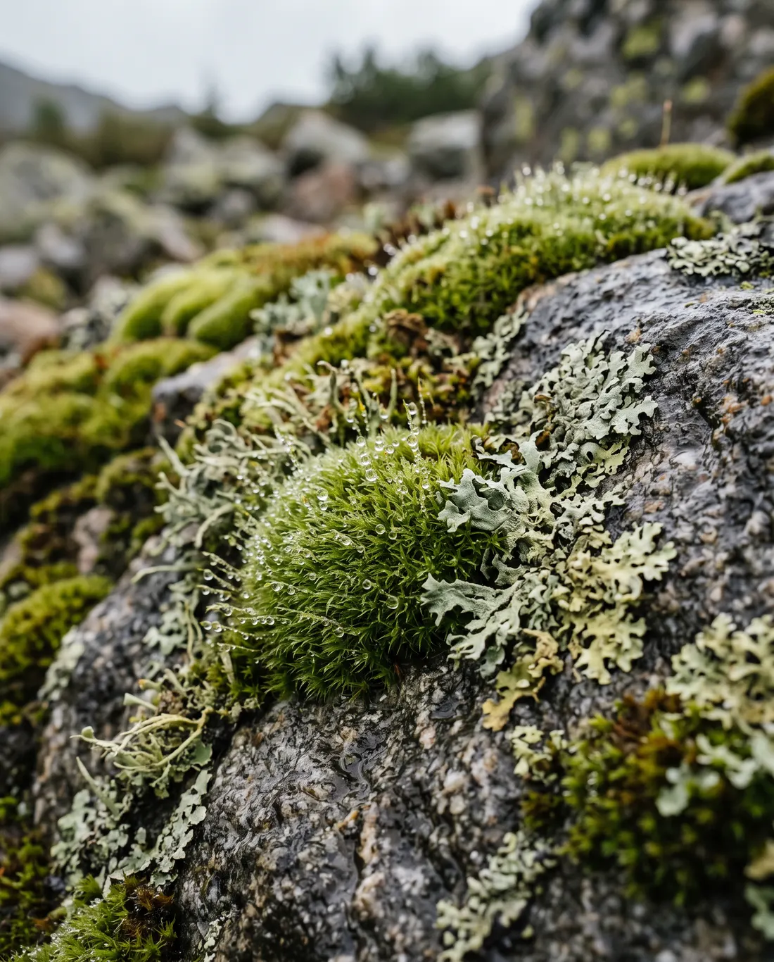 Moos und Flechten auf Granit